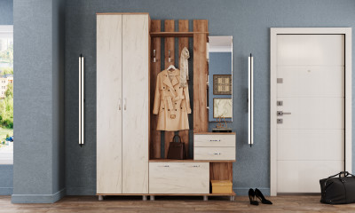 Модульная прихожая Микс-Арт, Крафт табачный/Крафт серый