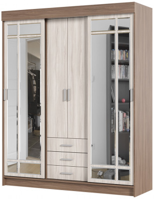 Андрей-1 шкаф-купе (1700*2100*580 мм) ясень шимо темный/ясень шимо светлый