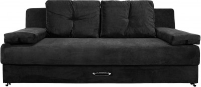 Диван-еврокнижка Амстердам Мини Люкс, 150х195 пружинный блок, велюр черный