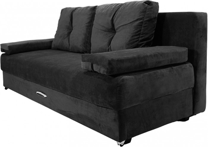 Диван-еврокнижка Амстердам Мини Люкс, 150х195 пружинный блок, велюр черный