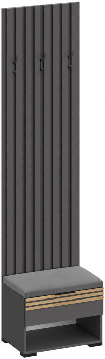 Модульная Прихожая Нао, набор №7, Графит/Графит, Дуб вотан, Simple 27