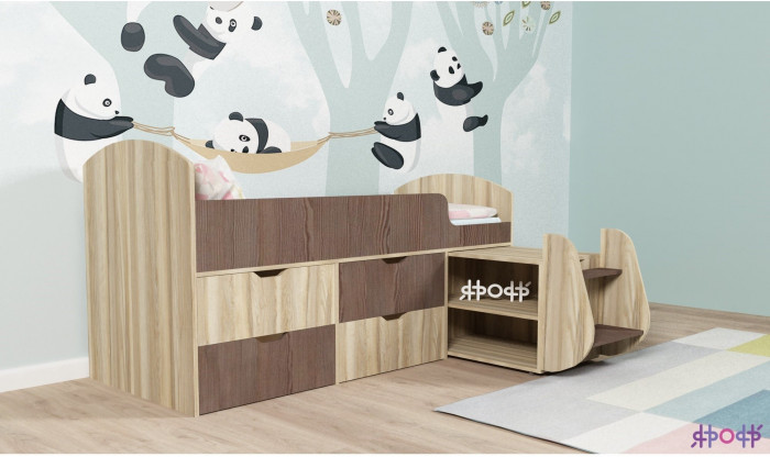 Кровать-чердак Малыш 7 (Винтерберг/Дуб молочный)