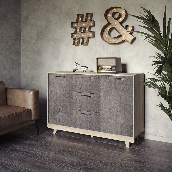 Комод "Мегаполис" КМ-15 Дуб каньон/M18 серый