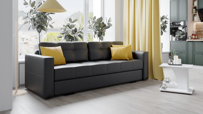 Диван раскладной Брэй экокожа черный