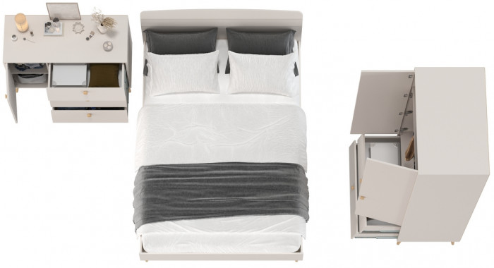 Афина Спальня 04-1400, цвет кашемир серый, сп.м. 1400х2000 мм., б/м, основание есть - фанера