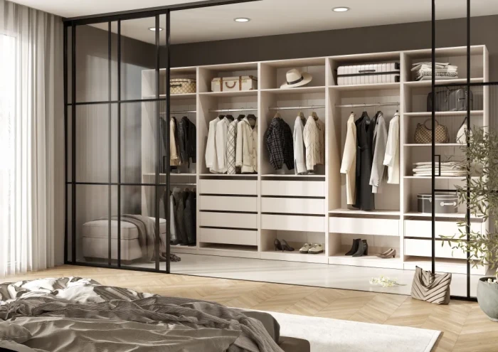 Гардеробная Ларго, вариант №1 (с фасадами), Кашемир