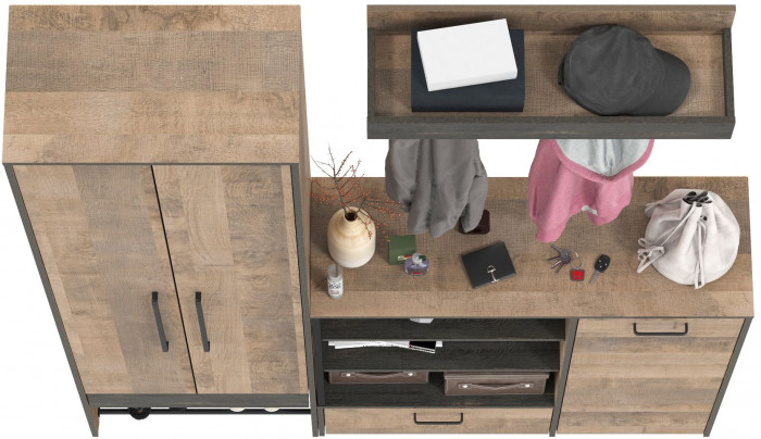 Трувор Прихожая 201, дуб гранж песочный/интра