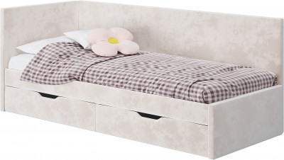 Кровать односпальная "Лео" КР-49 Белый/Миндаль/ЛДСП настил