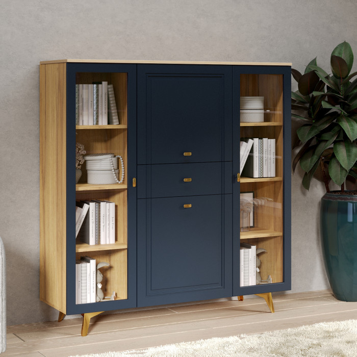 Шкаф низкий (2 стеклодвери) Вега Сапфир