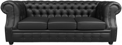 Диван Честер ЛОФТ 3-х местный, черный