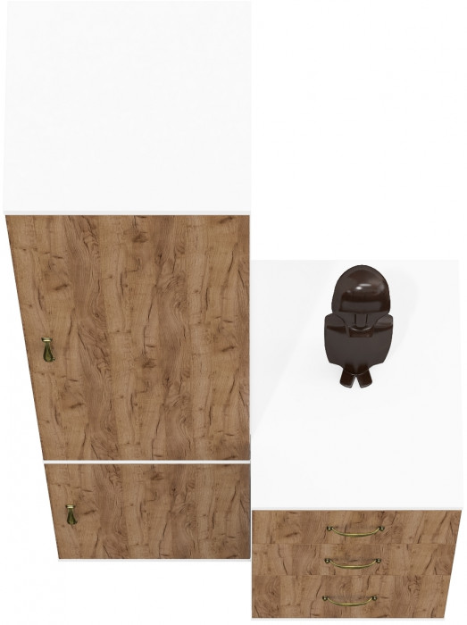 Лидер-8 Пенал МД 22Б + Тумба МД 3.16, белый шагрень/крафт золото