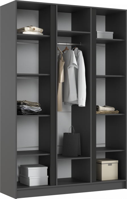Келвин Шкаф 3-х створчатый 1500, Графит, Графит