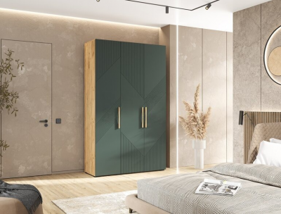 Ирис Шкаф 3-х ств. 1350 браш мени грин/дуб крафт