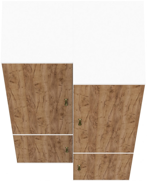 Лидер-8 Модуль Пенал МД 21Б + Пенал МД 23Б, белый шагрень/крафт золото