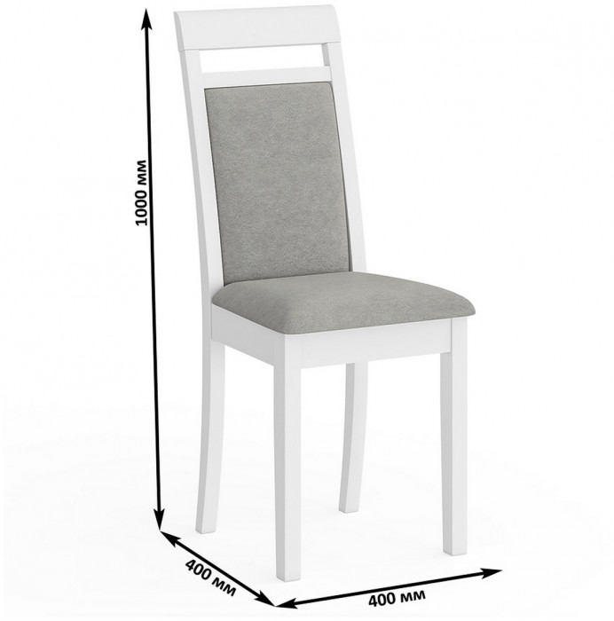 Три стула Мебель--24 Гольф-12 разборных, цвет белый, обивка ткань велюр серый 63, ШхГхВ 40х40х100 см., от пола до верха сиденья 47 см.(мягкая спинка)