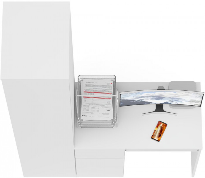 Мори Стол компьютерный МС-1 левый + Пенал МШ400.1, цвет белый, ШхГхВ 130,4х50,4х209,6 см., выдвижной ящик слева, НЕ универсальная сборка