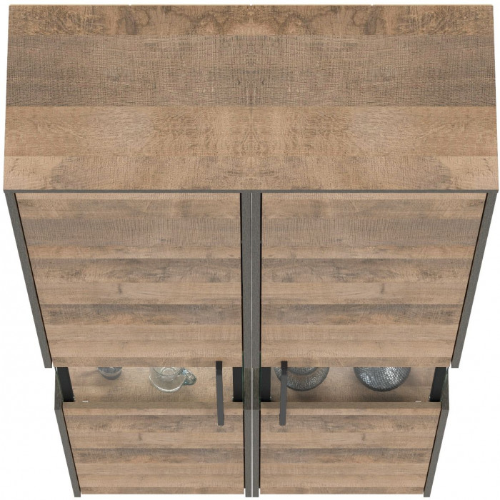 Трувор 13.205 Шкаф-пенал с витриной + 13.205 Шкаф-пенал с витриной, дуб гранж песочный/интра