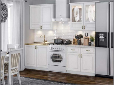 Кухня МДФ Констанция 1600/900 компоновка №1 (Белый матовый, Белый)