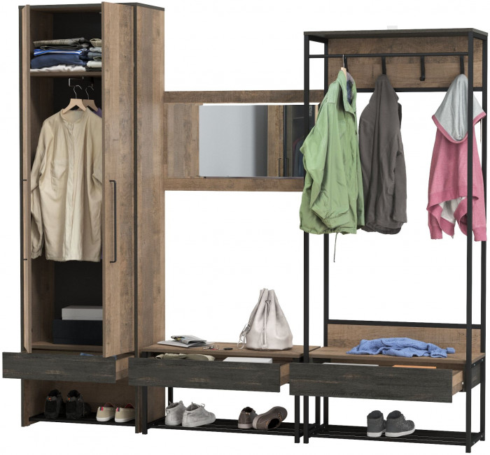 Трувор Прихожая 230, дуб гранж песочный/интра