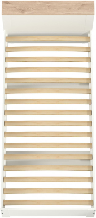 Джастин 11.54 Кровать, цвет белый шагрень/дуб белый эксклюзив, ШхГхВ 94,2х208,1х75,3 см, 900х1900, б/м, осн. есть, матрас до 150 мм, макс. нагр. 80 кг