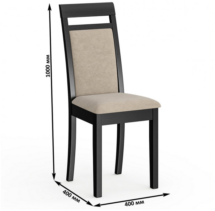 Три стула Мебель--24 Гольф-12 разборных, цвет венге, обивка ткань велюр капучино 25, ШхГхВ 40х40х100 см., от пола до верха сиденья 47 см.(мягк спинка)