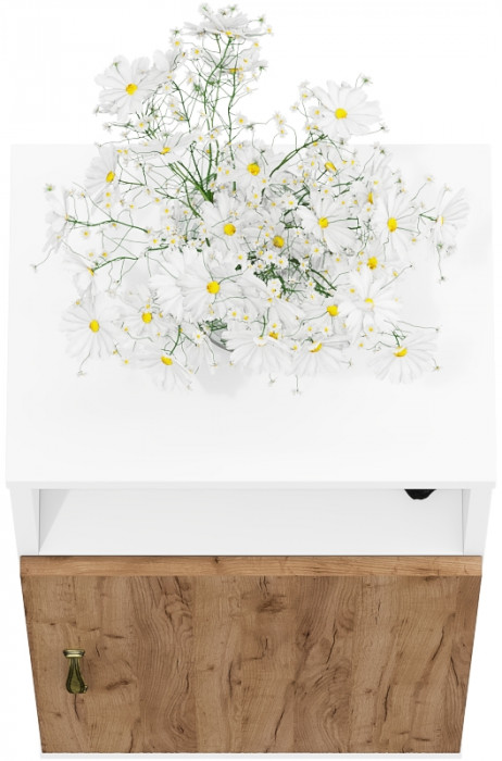 Лидер-8 Модуль Тумба МД 3.19, цвет белый шагрень/крафт золото, ШхГхВ 40х30х75 см., универсальная сборка (ниша и дверка)