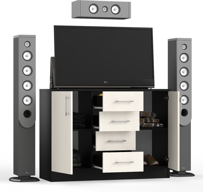 Комод СВК № 2, цвет венге/дуб лоредо, ШхГхВ 120х44х87 см. (Комод Стандарт № 2)