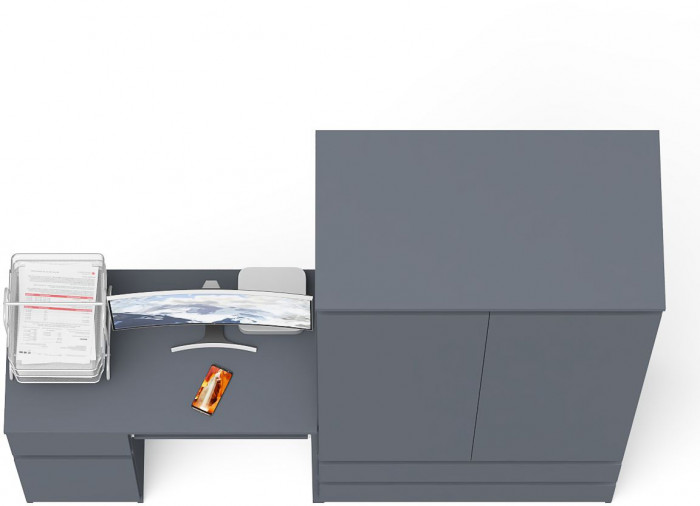 Мори Стол компьютерный МС-1 левый + Шкаф МШ900.1, цвет графит, ШхГхВ 180,4х50,4х179,6 см., выдвижной ящик слева, НЕ универсальная сборка
