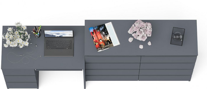 Мори компьютерный стол МС-6 левый + Комод МК1200.8, графит