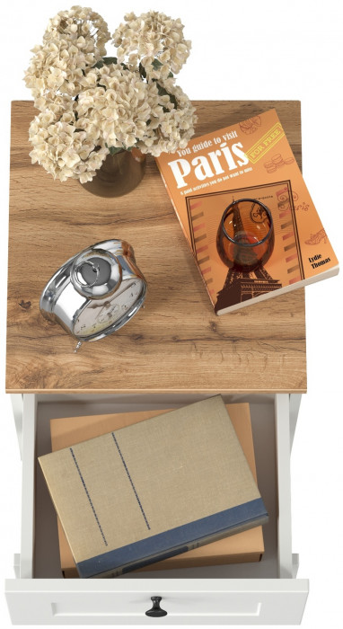 Остин 16.152 Тумба прикроватная, белый шагрень/дуб крафт золотой