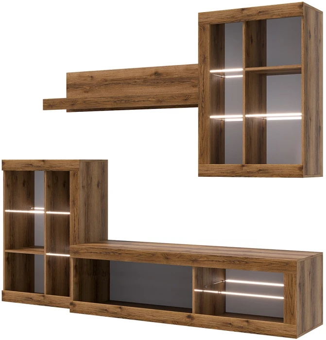 Прага Модульная Гостиная, вариант №1, делано/Черный глянец