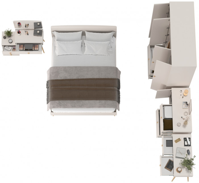 Афина Спальня 16-1600, цвет кашемир серый, сп.м. 1600х2000 мм., б/м, основание есть - фанера