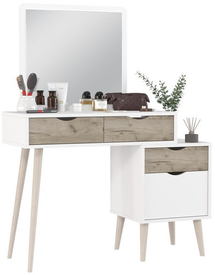 Трюмо 4-25910бел/дкс, цвет белый/дуб крафт серый, ШхГхВ 100х41,6х130 см., НЕ универсальная сборка