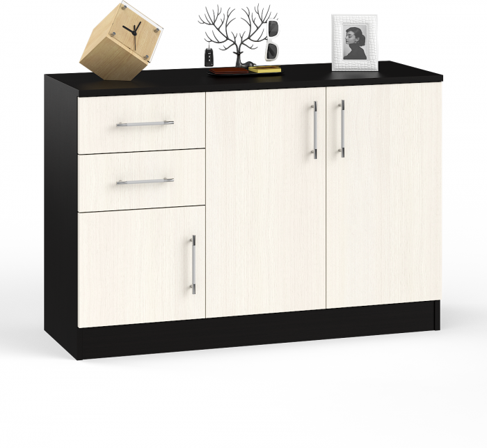 Комод СВК № 3, цвет венге/дуб лоредо, ШхГхВ 120х44х87 см. (Комод Стандарт № 3)