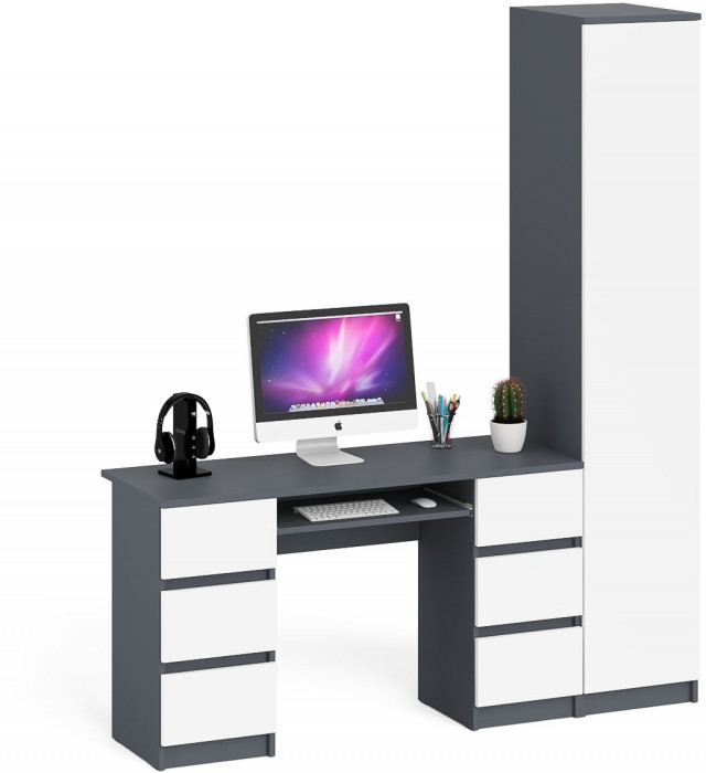 Мори Стол компьютерный МС-2 + Пенал МШ400.1, цвет графит/белый, ШхГхВ 175,8х50,4х209,6 см., универсальная сборка