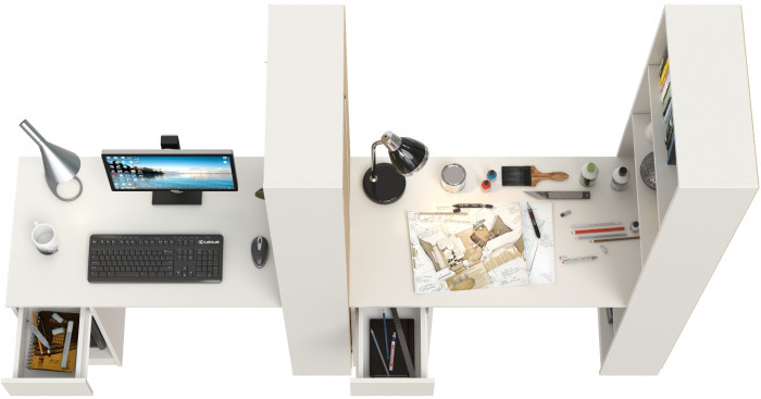 Лайт Шкаф комбинированный 10.01 + 10.01, белый гладкий