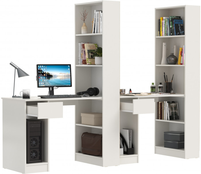 Лайт Шкаф комбинированный 10.01 + 10.01, белый гладкий