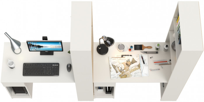 Лайт Шкаф комбинированный 10.01 + 10.01, белый гладкий