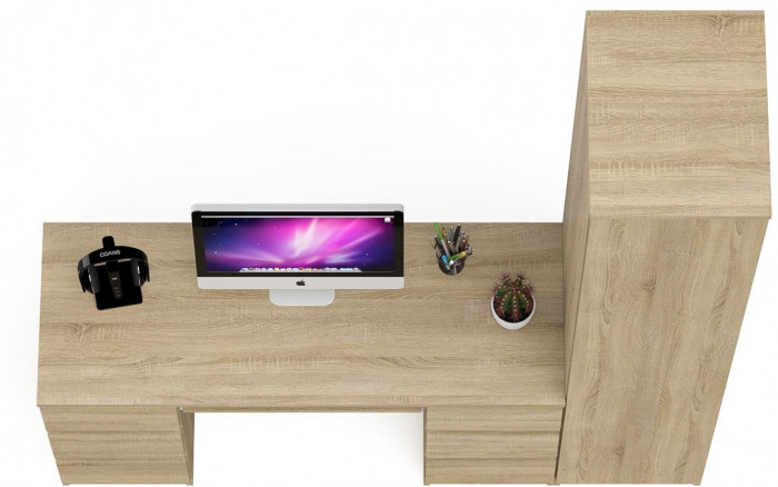 Мори Стол компьютерный МС-2 + Пенал МШ400.1, цвет дуб сонома, ШхГхВ 175,8х50,4х209,6 см., универсальная сборка
