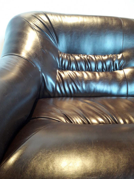 Диван кожаный коричневый, прямой 2-х местный, для дома, офиса, гостиной, кабинета Карелия