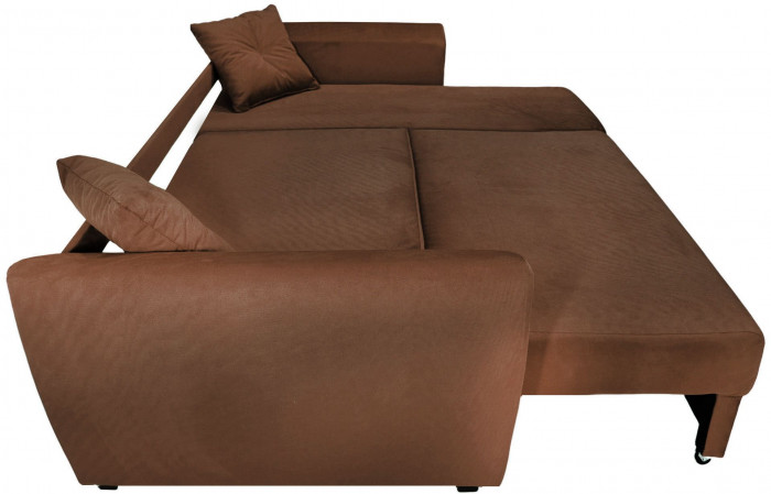 Диван-кровать угловой Амстердам Люкс, 160х200, еврокнижка, независимый пружинный блок, велюр, коричневый