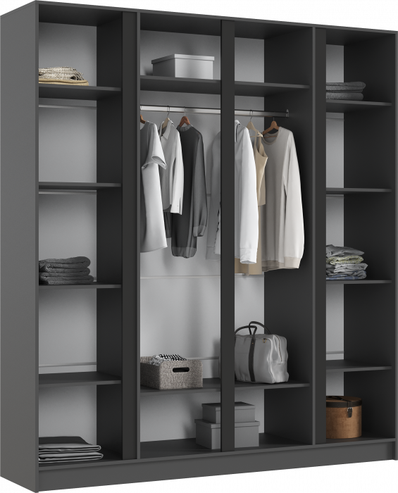 Келвин Шкаф 4-х створчатый 2000, Графит, Графит