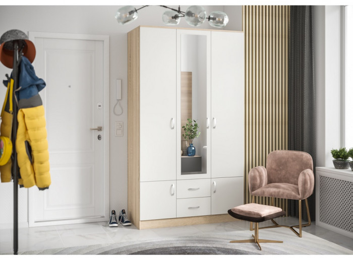 Шкаф трехстворчатый Ронда ШК-3, дуб сонома/белый