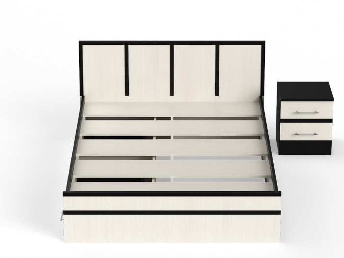 Сакура Кровать с ящиками 1400 + тумба, цвет венге/дуб лоредо, ШхГхВ 184х203,5х80 см., сп.м. 1400х2000 мм., б/м, основание есть, универсальная сборка