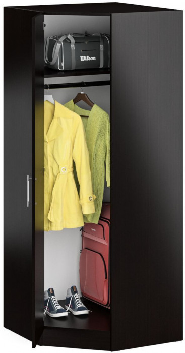 Стандарт Шкаф угловой, цвет венге, ШхГхВ 81,2х81,2х200 см., универсальная дверь, боковина для соединения со шкафами глубиной 52 см.