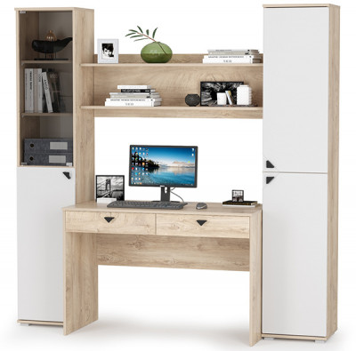 КР100 Бостон № 41, цвет дуб эндгрейн элегантный/фасады МДФ милк рикамо софт, 13.155+12.69+09.132+13.154, ШхГхВ 192,4х57,2х194,4 см., ун. сборка