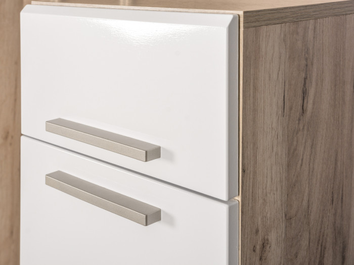 Лайн Прихожая № 14, цвет дуб крафт серый/фасады МДФ белый глянец, ШхГхВ 112х35х210 см., универсальная сборка