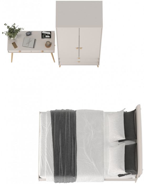 Афина Спальня 07-1400, цвет кашемир серый, сп.м. 1400х2000 мм., б/м, основание есть - фанера