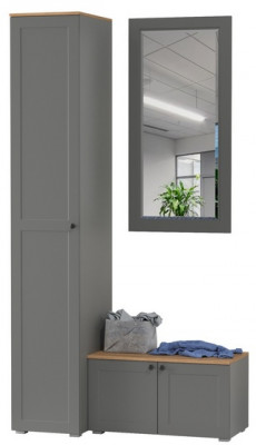 Остин Прихожая 24, цвет серый графит/дуб крафт золотой, ШхГхВ 120х54,3х229,6 см., универсальная сборка