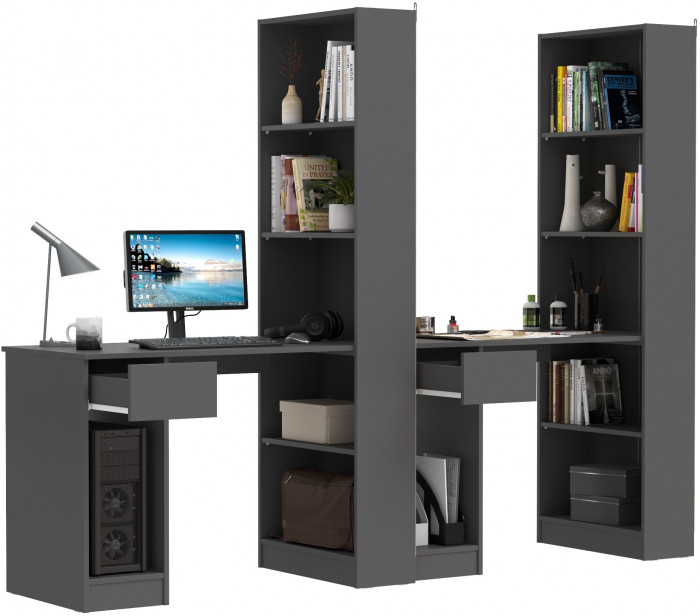 Лайт Шкаф комбинированный 10.01 + 10.01, тёмно-серый